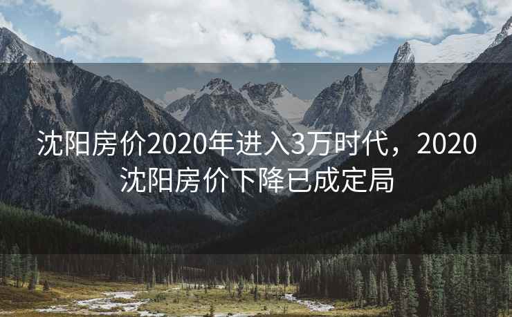 沈阳房价2020年进入3万时代,2020沈阳房价下降已成定局